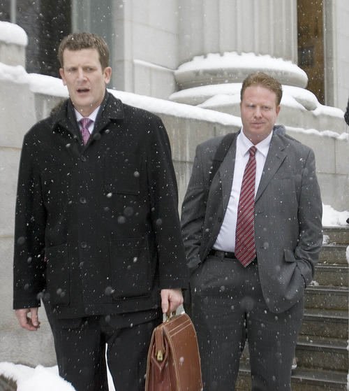 Paul Fraughton | The Salt Lake Tribune

Jeremy Johnson, right, leaves the federal courthouse with his attorney, Nathan Crane, in Salt Lake City on Friday.