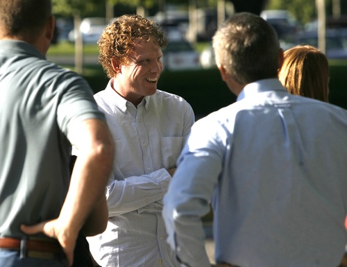Rick Egan  | The Salt Lake Tribune 

Jeremy Johnson smiles as he is greeted by relatives at his release on bail from the federal courthouse in Salt Lake City, Thursday, Sept. 15, 2011.