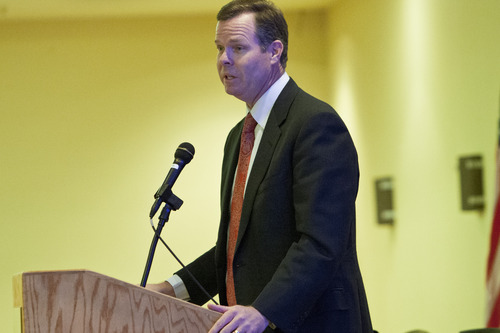 Chris Detrick  |  The Salt Lake Tribune
Utah Attorney General John Swallow speaks during the Utah Eagle Forum annual convention at the Salt Lake Radisson Hotel Saturday January 12, 2013.
