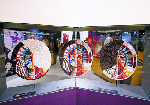 Kim Raff  |  The Salt Lake Tribune
The Changing Woman Series by Elsie Holiday is on display in "A Celebration of Contemporary Navajo Baskets" exhibit, which opened at the Natural History Museum of Utah in Salt Lake City on January 12, 2013. The exhibit features more than 150 works of art created by the basket weavers of Monument Valley, Utah.