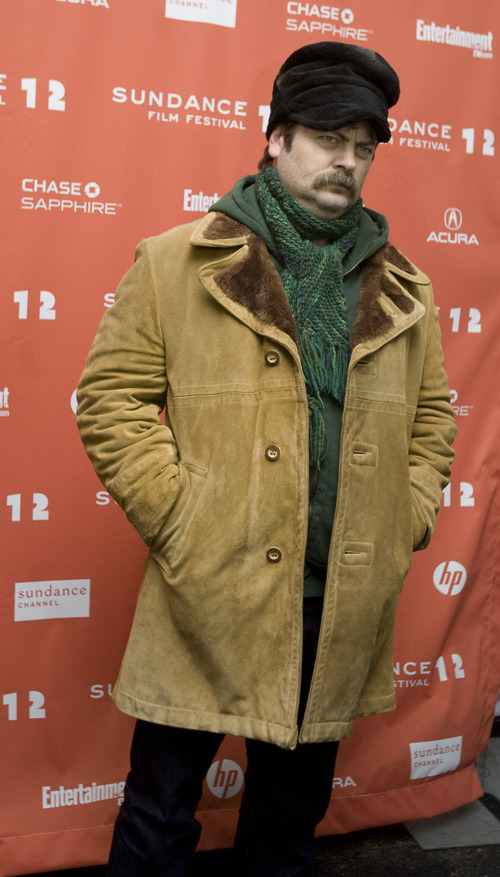 Kim Raff | The Salt Lake Tribune
Actor Nick Offerman poses on the red carpet before the premiere of "Smashed" at the Park City Library Center during the Sundance Film Festival on Jan. 22, 2012.