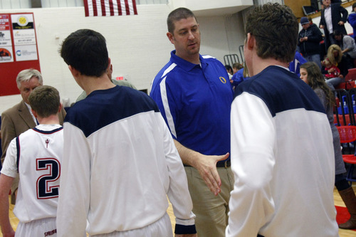 Chris Detrick  |  The Salt Lake Tribune
Assistant coach Kevin Nixon during the game at Springville High School Friday January 11, 2013.