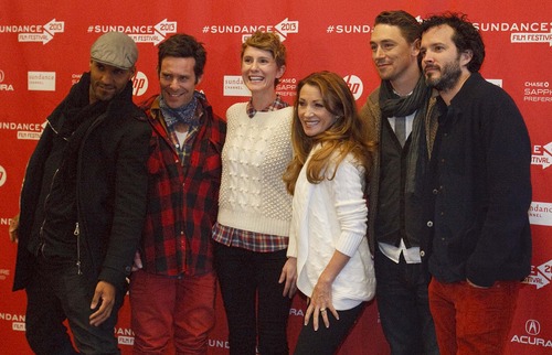 Leah Hogsten  |  The Salt Lake Tribune
l-r Ricky Whittle, James Callis, director Jerusha Hess, Jane Seymour, JJ Feild and Bret McKenzie pose for pictures before the premiere of "Austenland" at The Eccles Theatre screening venue during the 2013 Sundance Film Festival on Friday, Jan. 18, 2013.