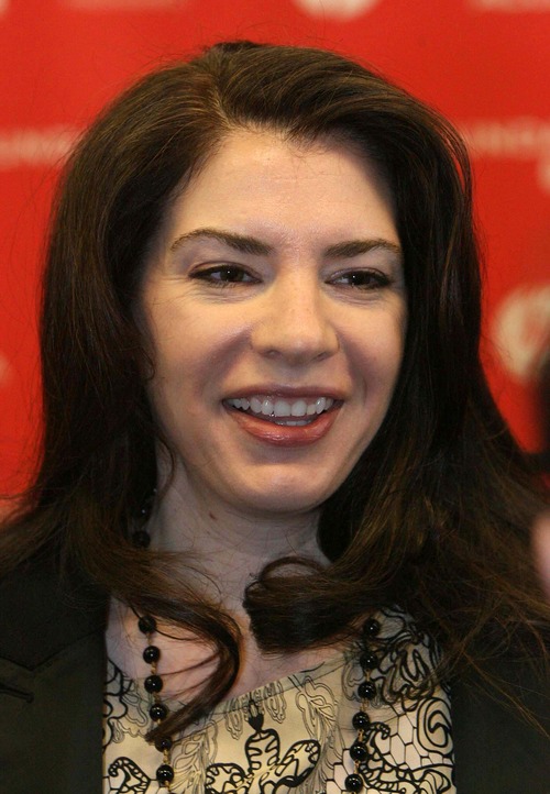 Leah Hogsten  |  The Salt Lake Tribune
Producer Stephenie Meyer poses for pictures before the premiere of "Austenland" at The Eccles Theatre screening venue during the Sundance Film Festival on Friday, Jan. 18, 2013.