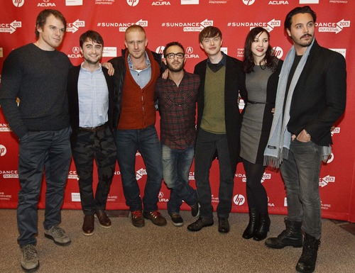 Leah Hogsten  |  The Salt Lake Tribune
l-r Michael C. Hall, Daniel Radcliffe, Ben Foster, director John Krokidas, Dane DeHaan, Erin Darke and Jack Huston pose for pictures before the premiere of "Kill Your Darlings" at The Eccles Theatre screening venue during the 2013 Sundance Film Festival, Friday January 18, 2013.