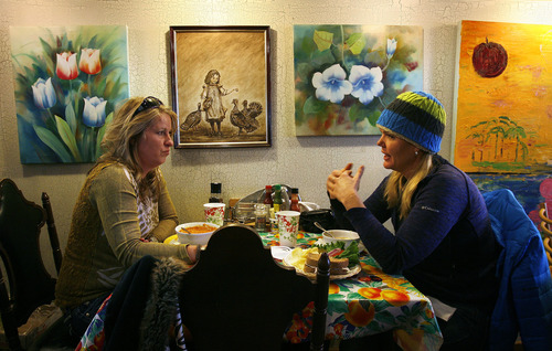 Scott Sommerdorf   |  The Salt Lake Tribune
During the Sundance Film Festival, Karleen Reilly, owner of the Uptown Fare restaurant at the top of Main Street caters to locals during the festival.