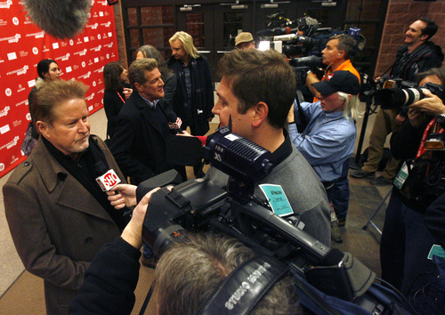 Rick Egan  | The Salt Lake Tribune 

The Eagles Don Henley, Glenn Frey, Joe Walsh and Timothy B. Schmit talk to reporters before the premiere of "History of the Eagles, Part 1" at the Eccles Theater, Saturday, January 19, 2013.