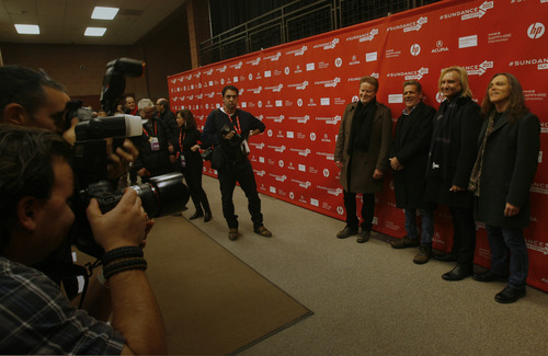 Rick Egan  | The Salt Lake Tribune 

The Eagles L-R Don Henley, Glenn Frey, Joe Walsh and Timothy B. Schmit pose for photos before the premiere of "History of the Eagles, Part 1" at the Eccles Theater, Saturday, January 19, 2013.