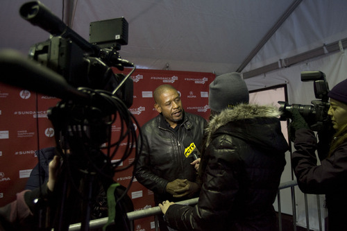 Kim Raff  |  The Salt Lake Tribune
Actor Forest Whitaker gives an interview on the red carpet for the premiere of "Fruitvale" at the Marc Theater during the Sundance Film Festival in Park City on January 19, 2013.