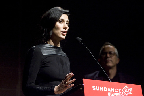 Kim Raff  |  The Salt Lake Tribune
Director Cherien Dabis introduces her film for the premiere of "May in the Summer" at the Eccles Theatre during the Sundance Film Festival  in Park City on January 17, 2013.