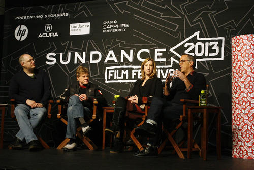 Rick Egan  | The Salt Lake Tribune 

Salt Lake Tribune film critic, Sean Means, (left) Robert Redford, Sundance Institute Director Keri Putnam and festival Director John Cooper (right) talk about this year's Sundance Film Festival at its opening press conference at the Egyptian theater in Park City, Thursday, January 17, 2013.