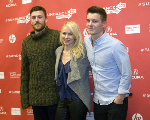 Kim Raff  |  The Salt Lake Tribune
(from left) Actors James Frecheville, Naomi Watts and Xavier Samuel stand for a photograph on the red carpet during the premiere screening of "Two Mothers" at the Eccles Theatre during the Sundance Film Festival in Park City on January 18, 2013.