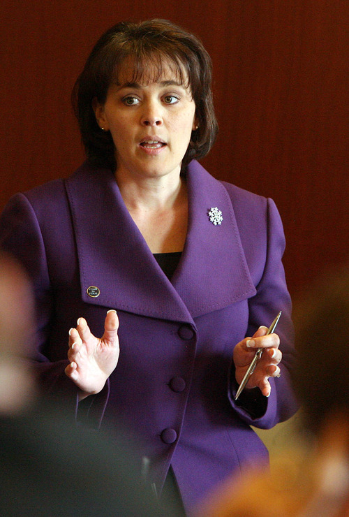 LEAH HOGSTEN  |  Tribune file photo
Becky Lockhart, R-Provo, Utah's first House speaker, was re-elected to the post by her Republican colleagues on Thursday evening. She fended off a challenge from Rep. Mike Noel, R-Kanab.