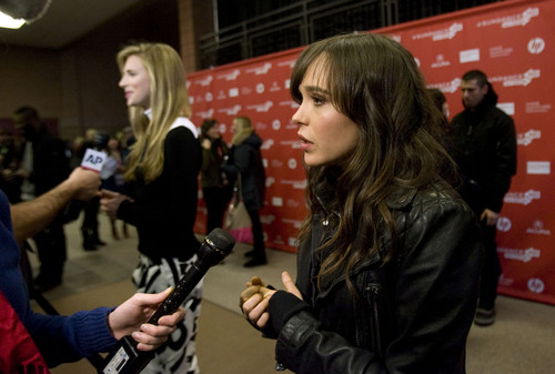 Kim Raff  |  The Salt Lake Tribune
Actress Ellen Page gives an interview on the red carpet for the premiere screening of "The East" at the Eccles Theatre during the Sundance Film Festival in Park City on January 20, 2013.