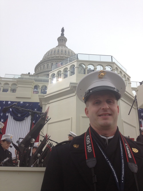 Matt Canham | The Salt Lake Tribune
Staff Sgt. Brian Rust, with the United States Marine Band, was stationed just below the spot where President Barack Obama gave his second inaugural address.