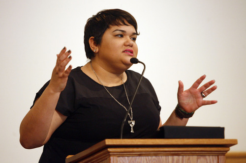 Rick Egan  | The Salt Lake Tribune 

Daphne Gascot Arias gives the keynote speech, at the Granger Christian Church during a special, multi-denominational event in honor of Martin Luther King, in West Valley, Monday, January 21, 2013.