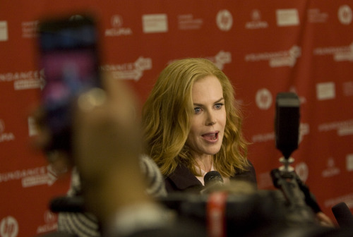 Kim Raff  |  The Salt Lake Tribune
Actress Nicole Kidman gives interviews on the red carpet for the premiere screening of "Stoker" at the Eccles Theatre during the Sundance Film Festival in Park City on January 20, 2013.