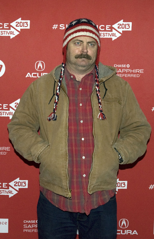 Kim Raff  |  The Salt Lake Tribune
Actor Nick Offerman is photographed on the red carpet for the premiere of "Toy's House" at the Park City Library Center during the Sundance Film Festival in Park City on January 19, 2013.