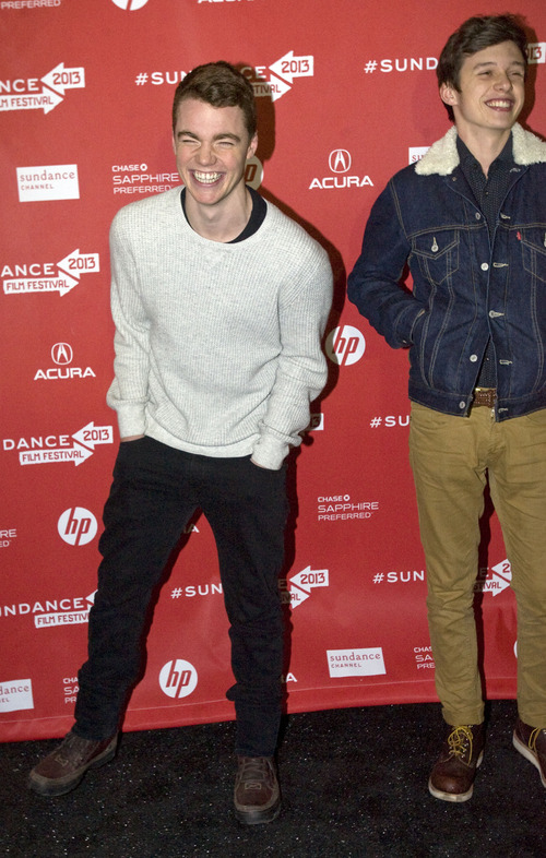 Kim Raff  |  The Salt Lake Tribune
Actors (left) Gabriel Basso and Nick Robinson are photographed together on the red carpet for the premiere of "Toy's House" at the Park City Library Center during the Sundance Film Festival in Park City on January 19, 2013.