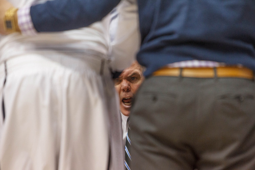 Trent Nelson  |  The Salt Lake Tribune
BYU head coach Dave Rose yells instructions to his team during a timeout in the second half of a game Jan, 16 after Saint Mary's whittled BYU's lead down to just three points.