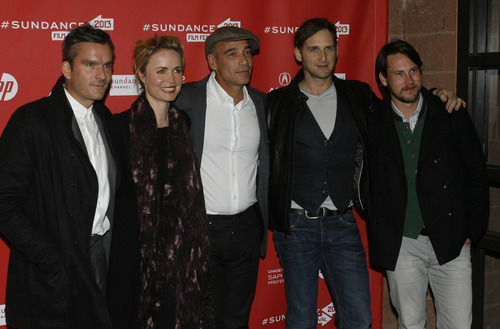 Rick Egan  | The Salt Lake Tribune 

Left to right Henry Thomas, Radha Mitchell, 
Jean-Marc Barr, Josh Lucas, and John Robinson, for the red-carpet screening of "Big Sur" at the Eccles Theatre in Park City, Wednesday, January 23, 2013.