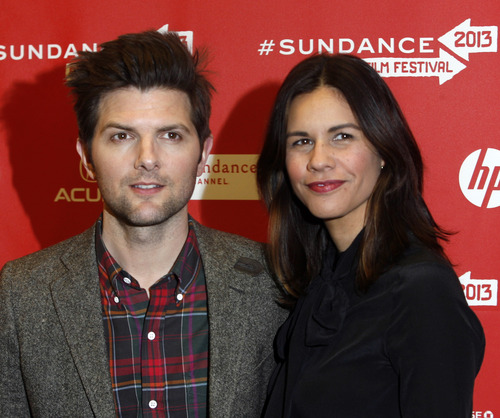 Rick Egan  | The Salt Lake Tribune 

Adam Scott with his wife Naomi, at the red-carpet premiere of "A.C.O.D" at the Eccles Theatre in Park City, Wednesday, January 23, 2013.