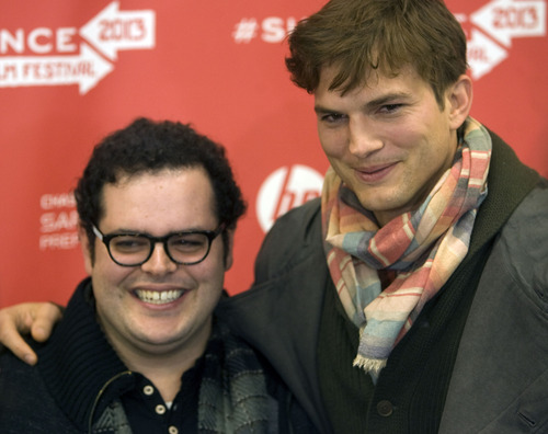 Kim Raff  |  The Salt Lake Tribune
Actors Josh Gad, left, playing the role of Steve Wozniak, and Ashton Kutcher, playing Steve Jobs, are photographed Friday on the red carpet for the premiere of  "jOBS" at the Eccles Theatre during the Sundance Film Festival in Park City.