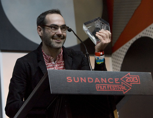 Kim Raff  |  The Salt Lake Tribune
Director and screenwriter Chad Hartigan accepts the Audience Award: Best of Next during the Sundance Film Festival Awards Ceremony at Snyderville Basin Fieldhouse Recreation Center in Park City on January 26, 2013.