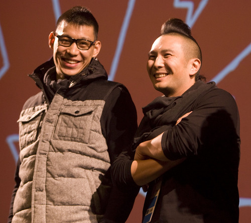 Kim Raff  |  The Salt Lake Tribune
Jeremy Lin, left, and director Evan Jackson Leong answer questions during a Q & A following the last screening of the documentary "Linsanity" at the Rose Wagner Center during the Sundance Film Festival in Salt Lake City on Jan. 27, 2013.