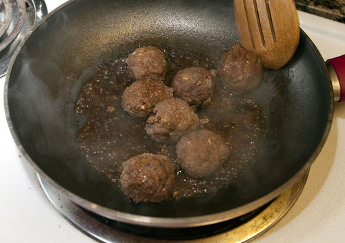 Steve Griffin | The Salt Lake Tribune
Kimberly Bowsher, author of "The Family Practice Blog," makes her juicy turkey meatballs in a homemade teriyaki sauce. "People are shocked when they found out they're not beef," she says.