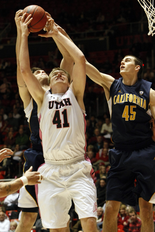 Chris Detrick  |  The Salt Lake Tribune
Utah Utes center Jeremy Olsen (41) is seeing increased playing time for the Utes. According to Ute coach Larry Krystkowiak, he is a natural in the post.