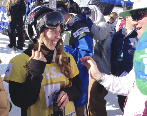 Christopher Kamrani | Salt Lake Tribune 

American Maddie Bowman smiles after winning the Sprint U.S. Grand Prix halfpipe ski finals event at Park City Mountain Resort Saturday, Feb. 2, 2013.