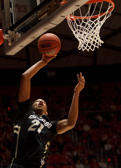 Trent Nelson  |  The Salt Lake Tribune
Colorado's Andre Roberson shoots the ball as Utah hosts Colorado, college basketball Saturday, February 2, 2013 in Salt Lake City.