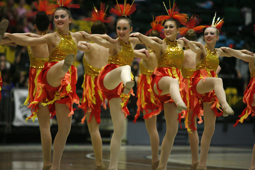 Rick Egan  | The Salt Lake Tribune 

The Viewmont high school drill team performs in the 5A State Drill Championships, at  the UCCU Center in Orem, Friday, February 1, 2013.