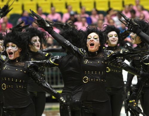 Rick Egan  | The Salt Lake Tribune 

The Copper Hills High School drill team performs in the 5A State Drill Championships, at  the UCCU Center in Orem, Friday, February 1, 2013. Bountiful took first place for the overall 4A trophy.