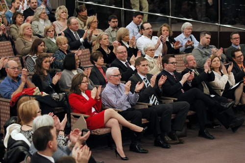 Al Hartmann  |  The Salt Lake Tribune
The audience applauds after Salt Lake County Mayor Ben McAdams gives his first State of the County speech Tuesday, Feb. 5, 2013, in the Salt Lake County Council chambers.