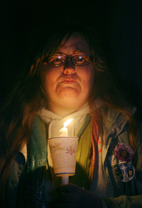 Steve Griffin | The Salt Lake Tribune


 Kiirsi Hellewell, a close friend of Susan Powell, weeps as she watches a photographic slide show of Powell and her sons, Charlie and Braden, during a vigil at West View Park in West Valley City, Utah Tuesday February 5, 2013. The vigil was to commemorate the one year anniversary of the boy's death.