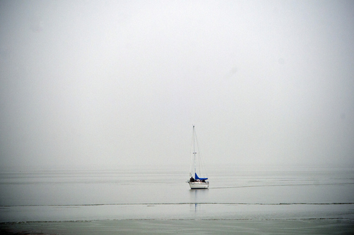 Chris Detrick  |  The Salt Lake Tribune
A boat floats near the Great Salt Lake Marina on Saturday, Jan. 26, 2013.