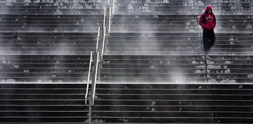 Steve Griffin | The Salt Lake Tribune


Steam rises from heated stairs outside the Huntsman Center on the campus of the University of Utah on Thursday, Jan. 24, 2013 in Salt Lake City. Students struggled to get to class as a layer of freezing rain covered the sidewalks.