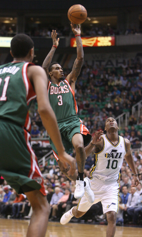 Steve Griffin | The Salt Lake Tribune


Milwaukee's Brandon Jennings shoots a floater in the lane during second half action in the Utah Jazz versus the Milwaukee Bucks basketball game at EnergySolutions Arena in Salt Lake City, Utah Wednesday February 6, 2013.