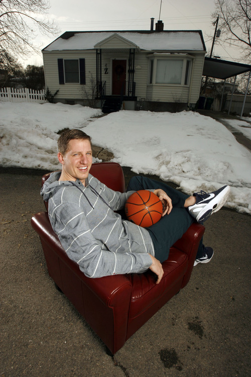 Francisco Kjolseth  |  The Salt Lake Tribune
BYU's basketball player Brock Zylstra started his career as a walk-on, and is now a starter for the Cougars. Interestingly, the senior not only has a wife and child, but a mortgage too. Yes, Zylstra is a homeowner, a rarity for a college athlete.