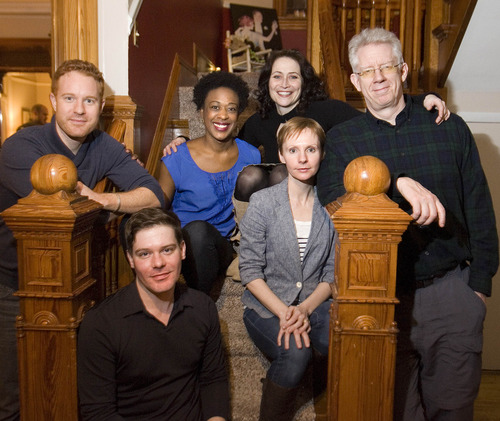 Paul Fraughton  |   The Salt Lake Tribune
The cast of Pioneer Theater's production of "Clybourne Park" seated front left: Brian Normoyle, standing: Kasey Mahaffy, in blue: Erika Rose, back: Celeste Ciulla, front: Tarah Flanagan, and, standing: David Manis.
 Monday, February 4, 2013