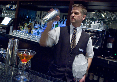Keith Johnson | The Salt Lake Tribune

Adam Takoch prepares a "Les Miserables" cocktail at The Vault bar in the Hotel Monaco in Salt Lake City.