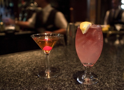 Keith Johnson | The Salt Lake Tribune

The "Lincoln," (left) and the "Les Miserables" cocktails are two of the nine Oscar-themed drinks available in The Vault bar at the Hotel Monaco in Salt Lake City.