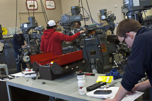 Chris Detrick  |  The Salt Lake Tribune
Students work on CNC Mills during a Machine Tool Technology class at Davis Applied Technology College in Kaysville. The Utah College of Applied Technology is bracing -- and seeking additinal funds -- for a growth spurt at its eight campuses.