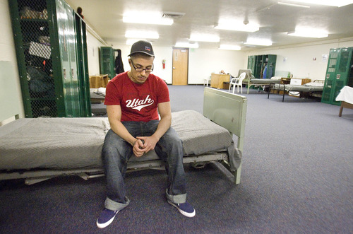Paul Fraughton  |  The Salt Lake Tribune
Josh Urban, who was recently released from prison into the Bonneville Community Correctional Center, sits on a bunk in the facility's dormitory Friday, February 15, 2013