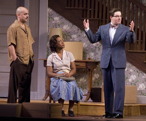 Paul Fraughton  |  The Salt Lake Tribune
Howard W. Overshown as Albert, Erika Rose as Francine, and Brian Normoyle as Karl, in the Pioneer Theatre Company production of "Clybourne Park."