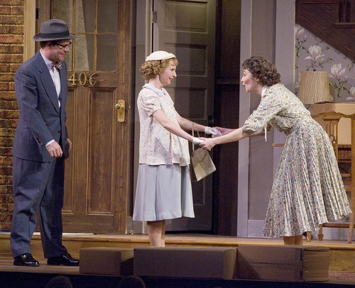 Paul Fraughton  |  The Salt Lake Tribune
Brian Normoyle as Karl, Tarah Flanagan as Betsy, and Celeste Ciulla as Bev in the Pioneer Theatre Company production of "Clybourne Park."