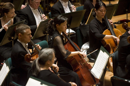 Kim Raff  |  The Salt Lake Tribune
Musicians for the Utah Symphony perform at Abravanel Hall in Salt Lake City on February 15, 2012.