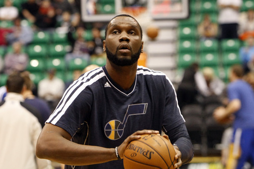 Chris Detrick  |  The Salt Lake Tribune
Utah Jazz center Al Jefferson (25) warms up before the game at EnergySolutions Arena Tuesday February 19, 2013.